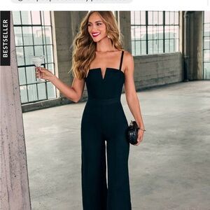 Vici So Mila Black Denim Flare Jumpsuit